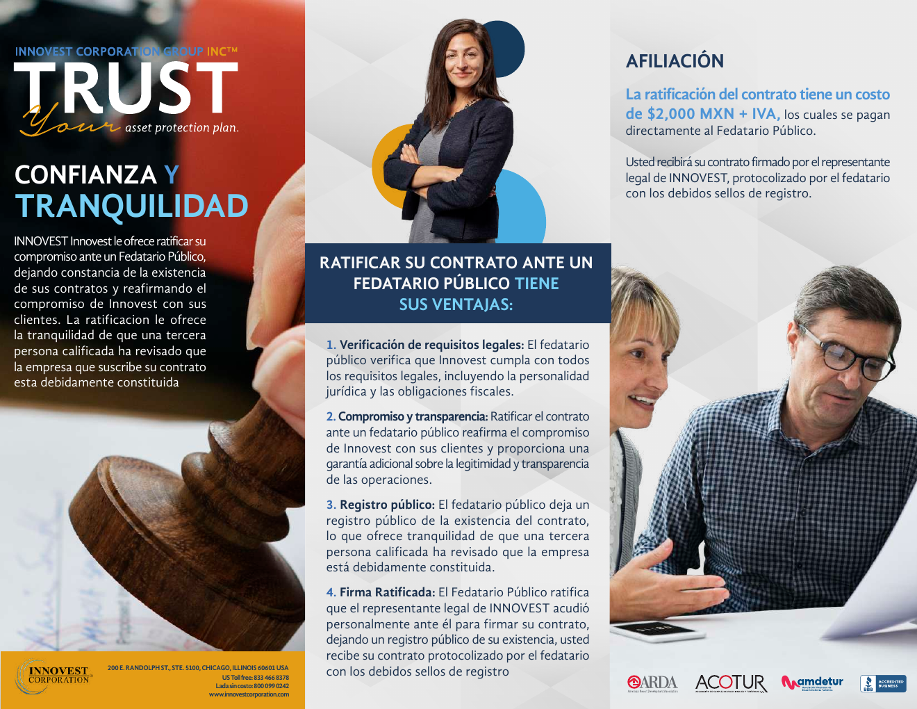 Tríptico sobre la ratificación del contrato ante fedatario público